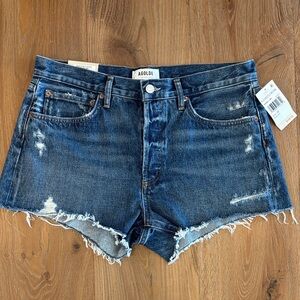 Agolde PARKER  VINTAGE Blue Distressed Denim Shorts